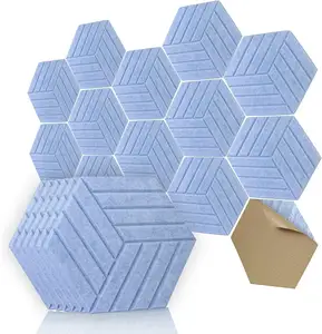 Panneau insonorisant hexagonal biseauté en Pet, panneaux acoustiques de traitement de carrelage en studio