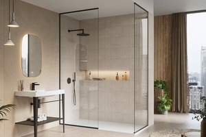 <span class=keywords><strong>Mampara</strong></span> de <span class=keywords><strong>Ducha</strong></span> Moderna Exceed de Vidrio Fijo en Negro Mate con Vidrio Templado, Puerta de <span class=keywords><strong>Ducha</strong></span> para Baño, Puerta de <span class=keywords><strong>Ducha</strong></span> Walk-in - Product Image 4