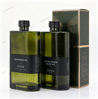 Botella de Vidrio Cuadrada Transparente Verde de 350ml 500ml para Aceite de Oliva con Etiqueta Personalizada, Envase de Vidrio para Aceite Comestible