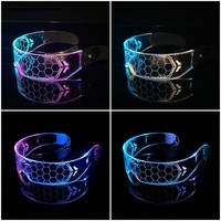 Gafas con luz LED para Cosplay de Halloween, gafas de luz de colores intermitentes inalámbricas, gafas Led con luz de panal, gafas de sol brillantes