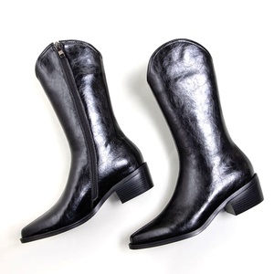 À la mode grande taille <span class=keywords><strong>Beige</strong></span> noir dames côté fermeture éclair <span class=keywords><strong>bottes</strong></span> gros bloc talon <span class=keywords><strong>mi</strong></span>-<span class=keywords><strong>mollet</strong></span> <span class=keywords><strong>bottes</strong></span> femmes chaussures - Product Image 2