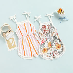 Mono de verano personalizado con logo para niñas, con tirantes, estampado floral, para recién nacidas y bebés, con tirantes ajustables, ropa, body, pelele. - Product Image 1