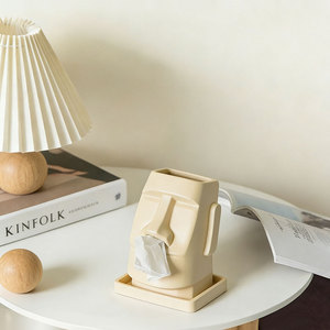 Support de serviettes en résine imprimé en 3D, statue Moai de l'île de Pâques, boîte à mouchoirs décorative pour cuisine et salle à manger - Product Image 2