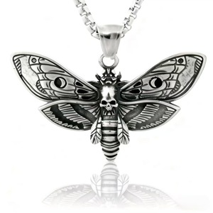 Collier pendentif insecte en acier inoxydable, style punk unisexe, bijou papillon, accessoire de mode - Product Image 3