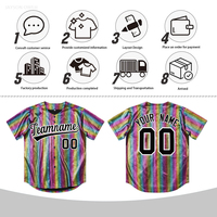 Jersey Baseball Pelangi Desain Baru Berkualitas Tinggi JO, Bernapas, Ukuran Besar, Lengan Pendek, Bordir & Kustomisasi Personal