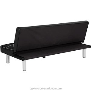 Winforce 간단한 다기능 블랙 PU 가죽 이불 소파 소파 3 인용 금속 다리 컨버터블 거실 접이식 소파 베드 - Product Image 4