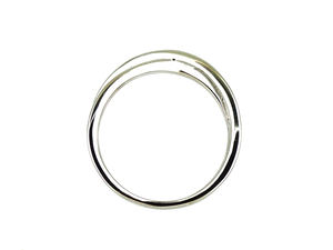 Anillo de banda cruzada con diamantes pavé en oro blanco de 18 quilates, joyería minimalista moderna para mujer - Product Image 3