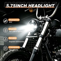 Kit de faros delanteros para motocicleta, forma redonda de 5,75 pulgadas, 4 modos, faro LED H4, luz auxiliar para motocicleta, luz antiniebla