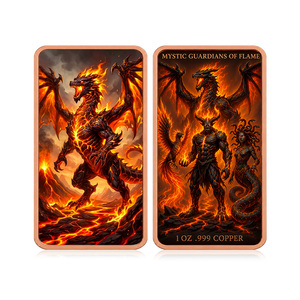 Barres de cuivre de 1 once .999 personnalisées représentant des créatures mythiques de feu, pour collectionneurs - Product Image 5