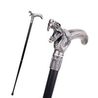 Canne de mode argentée ouverte en forme de serpent canne de marche rétro pour homme accessoire de mariage accessoire de cinéma