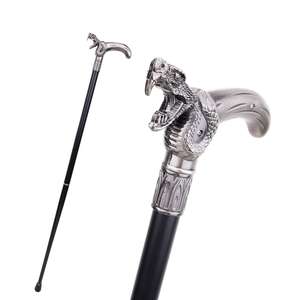 Canne de mode argentée ouverte en forme de serpent canne de marche rétro pour homme accessoire de mariage accessoire de cinéma - Product Image 1