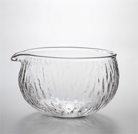 En stock Bol à thé en verre martelé multicolores de haute qualité avec bec verseur Résistant à la chaleur Ensemble Chawan pour la cérémonie du thé Matcha