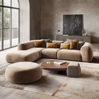 Canapé modulaire en tissu velours de style scandinave moderne en forme de L pour salon d'appartement