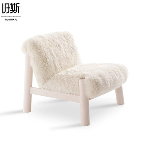Ensemble de fauteuils ergonomiques en laine crème de luxe, faits à la main, doux et de haute qualité, pour salon, chambre, appartement, bureau à domicile - Product Image 4