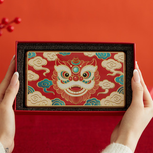 Caja de joyería estilo chino con diseño de danza del león, caja de regalo de madera con compartimentos divididos, regalo de boda o San Valentín - Product Image 1