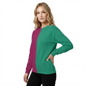 Sweat-shirt personnalisé pour femmes, deux tons vert et marron, style universitaire, couleur contrastée, sweat-shirt de sororité - Product Image 4