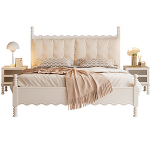 Upholstered Bed 1.5M Single 1.8M Double <b>White</b> French Cream Style Master Bedroom Furniture - Product Image 4