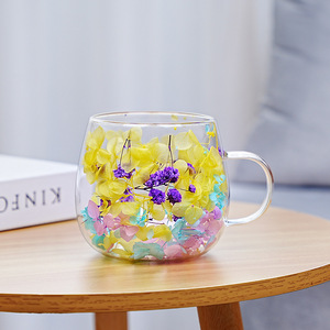 Taza de vidrio de doble capa, de alta estética, taza de té de vidrio de borosilicato, taza de flores de doble capa - Product Image 5