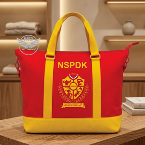 กระเป๋าโท้ทสุดสัปดาห์แบบใหม่ ดีไซน์เองได้ NSPDK สีแดงเหลือง ทำจากไนลอนโพลีเอสเตอร์ พร้อมซิปปิด ทนทานและพกพาสะดวก - Product Image 3