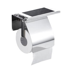 Sanga Stainless Steel Wall-mounted Multifunction Toilet Roll Standing Tissue Black Toilet <b>Paper</b> Holder With Phone Shelf - Product Image 5