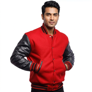 Custom Manufacturer's Vintage Winter Fall Letterman Jacket for <b>Men</b> Stand Collar Leather Baseball Varsity Jacket - Product Image 1