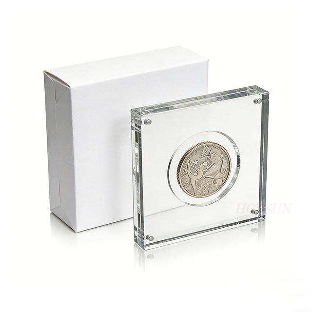 Professional Airtight UV Protection Magnetic Collectible Coin Storage Clear Acrylic Coin Display Box