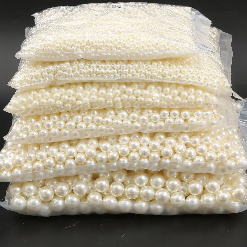 4/6/8/10/12/14/16mm pearl beads ABS loose Round Beads Craft For Fashion Jewelry Making white beige DIY Imitation Garment beads