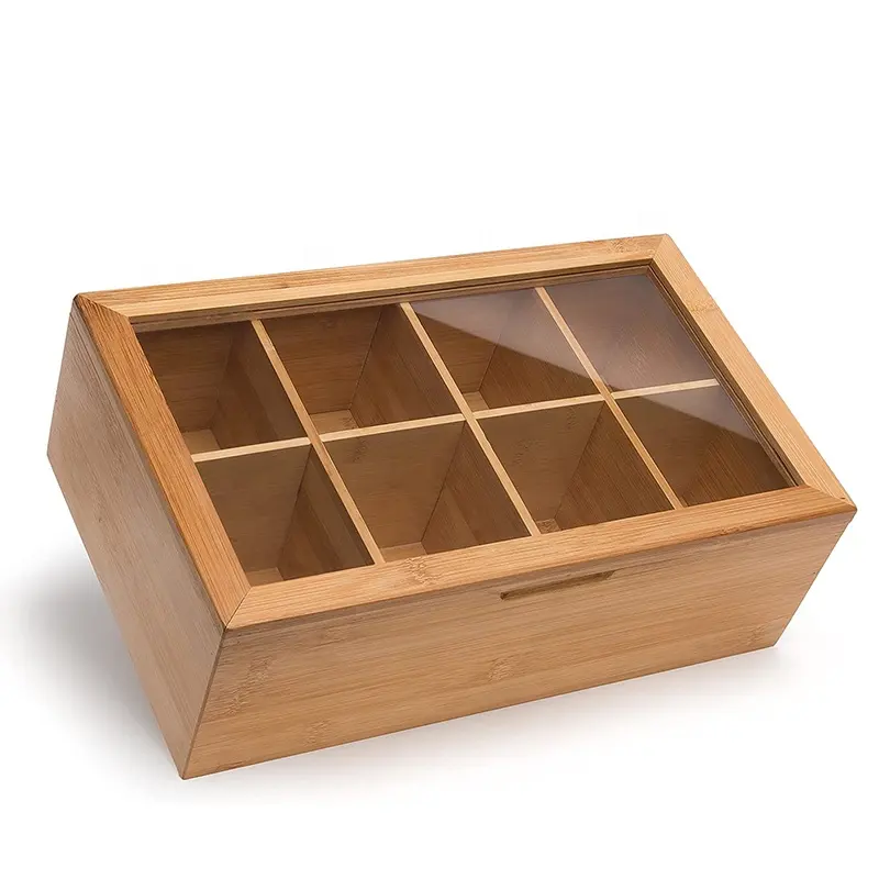 8 Verstelbare Borst Vakken 100% Bamboe Thee Box Organizer