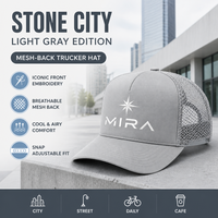 Casquette Trucker Brodé Gris Clair avec Dos en Maille, Motif Boussole Étoile, Unisexe, Urbain, Quotidien, Minimaliste, Certifié CE, Vente en Gros OEM
