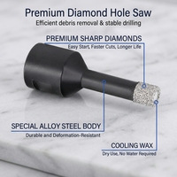 Foret diamanté Funlin FLB001-ZT1, tige M14/5/8"-11, longueur totale 65 mm, marques d'outils mondiales de confiance, scie cloche portable pour aspiration