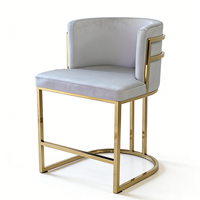 Tabouret de bar contemporain en velours gris, tabourets de bar rembourrés en tissu, tabourets de comptoir, tabourets d'îlot de cuisine avec base en métal doré