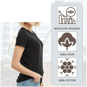 T-shirt pour femme, fabrication sur mesure, col rond, vente en gros, qualité supérieure, coton, haut d'été respirant et infroissable - Product Image 6