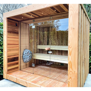 Sauna Tradizionale da Esterno in Legno <span class=keywords><strong>di</strong></span> Cedro Rosso per 6 Persone, Cabina Sauna <span class=keywords><strong>a</strong></span> Vapore Secco Intelligente per <span class=keywords><strong>Casa</strong></span> - Product Image 3
