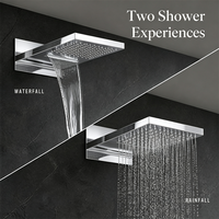 Système de douche cascade encastré mural complet en laiton pour salle de bain avec robinet d'eau chaude