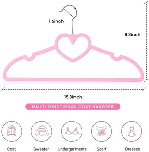 <b>Plastic</b> Hangers Pink Hangers Ultra Thin Space Saving Cute Heart Clothes Hangers for Clothes - Product Image 2