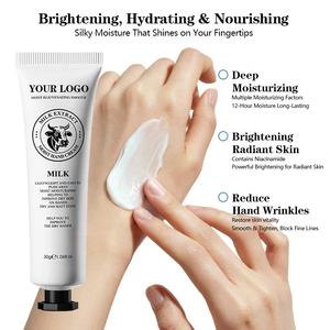 Crema de <span class=keywords><strong>Manos</strong></span> de Leche de Marca Privada, Crema Hidratante y Nutritiva, Crema de <span class=keywords><strong>Manos</strong></span> con Manteca de Karité y Colágeno, Loción Blanqueadora <span class=keywords><strong>para</strong></span> <span class=keywords><strong>Manos</strong></span>, Tamaño de Viaje, OEM - Product Image 4