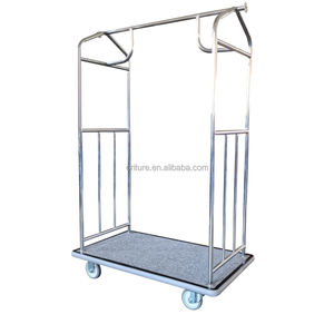 C011 Chariot à bagages en métal au design moderne pour hôtel Bellman Crown Fournitures d'accueil Cage à oiseaux en acier doré - Product Image 2