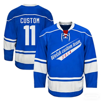 Maillots et chaussettes de hockey sur glace sublimés pour hommes adultes, 100 % polyester, anti-humidité, séchage rapide, 220g, broderie, vente en gros
