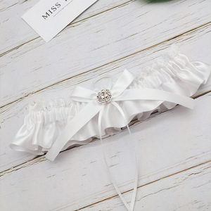 Sexy satén nupcial <span class=keywords><strong>liga</strong></span> con diamantes de imitación y nudo de lazo de encaje de novia de la <span class=keywords><strong>boda</strong></span> - Product Image 5