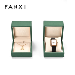 FANXI Green PU Leather Jewelry <b>Box</b> <b>Earrings</b> Pendants Watches Bracelets for Jewelry Packaging <b>Gift</b> <b>Box</b> - Product Image 2