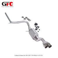 Échappement Catback Direct Usine pour Volkswagen Polo GTI 1.8T 2015, avec Contrôle Électronique de la Soupape Sablée et Doubles Embouts Plats en Acier Inoxydable