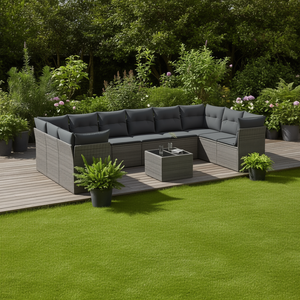 Dark Grey <b>Rattan</b> Garden <b>Sofa</b> Set 6 Seater <b>Outdoor</b> Furniture Contemporary Design - Product Image 2
