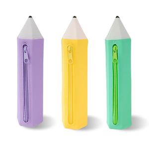 Pochette à crayons en silicone personnalisée pour enfants, sac de rangement mignon en forme de stylo, trousse à crayons portable pour étudiants, sacs à crayons scolaires - Product Image 2