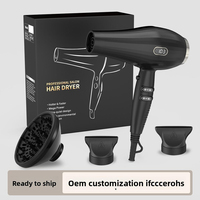 Sèche-cheveux professionnel 3 vitesses réglables 2000W avec affichage LED, air chaud/froid, diffuseur puissant, moteur AC compact pour la maison, le salon de coiffure et l'extérieur