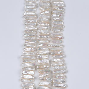 Perles de culture d'eau douce baroques blanches naturelles, perles dispersées, trous latéraux, cordes pour colliers et bracelets DIY, bijoux - Product Image 2