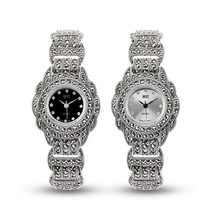 <span class=keywords><strong>Bracelet</strong></span> pour femmes en argent sterling 925 avec marcassite, montre-<span class=keywords><strong>bracelet</strong></span> vintage de luxe en argent 925 - Product Image 3