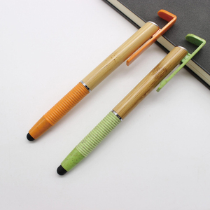 Wholesale 3 in 1 Mobile Phone Holder Touch <b>Screen</b> <b>Writing</b> Bamboo Wood Ballpoint Pen Custom logo - Product Image 5