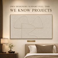 Cremebeige Organische Konturlinie Handgewebte Faser Minimalistische Wandkunst Goldrahmen Hotel Grand Lobby Akzentwand Maßanfertigung