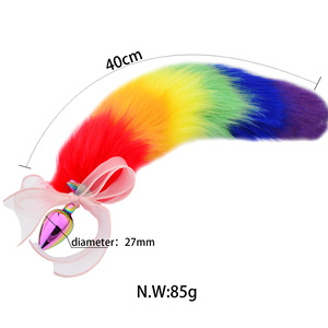 40cm arcobaleno coda di volpe Mini in metallo/Silicone Anal tappi Fetish Role <span class=keywords><strong>Play</strong></span> giocattoli alternativi prodotti per il sesso - Product Image 4