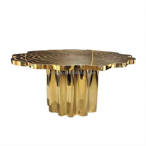 BOCA DO LOBO Espejo galvanizado de acero inoxidable Mesa de centro redonda de lujo ligera Sala de estar - Product Image 1